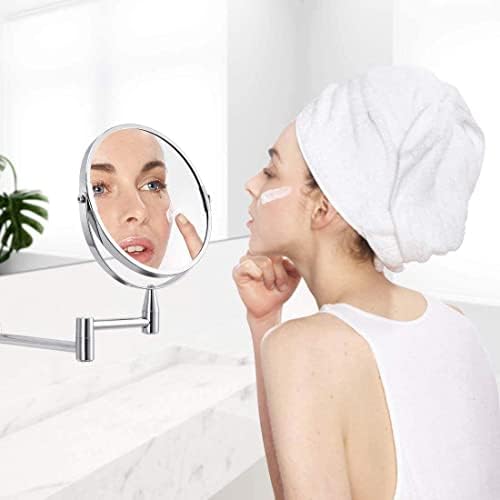 8-inčno zidno ogledalo za šminkanje, Kozmetičko ogledalo sa uvećanjem 10x sa svetlima led, dvostrano ogledalo za kupatilo ogledalo 360 rotacija, za šminkanje, brijanje, negu lica