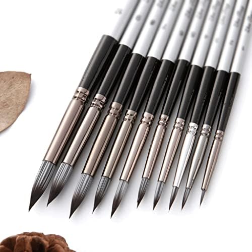 LIRUXUN 10 Art watercolor Brushes Flat Oil Brush Paint Kit Brush Pen Like Drawing Pen Art Supplies