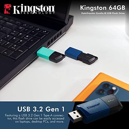 Kingston 64GB DataTraveler Exodia M Flash Drive - DTXM / 64GB W / USB 3.2 GEN 1 Tip-Veća je dio XPIX paketa koji