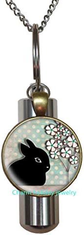 Zec charm kremacija urn ogrlica slatka zeko urna šuma životinjski nakit, zec poklon, poklon