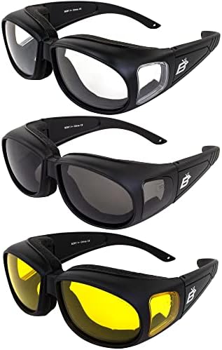3 Para Birdz Swallow Fit Preko Naočara Pena Podstavljene Naočare Za Vožnju Motocikla Crni Okvir Prozirno