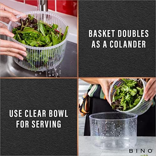 Bino | Salat Spinner - 2.75 Qt / mali ručni Spinner za salatu | Spinner za salatu sa posudom za salatu za posluživanje | voće & korpa za povrće & amp; Spinner | pasta i začinsko bilje Spinner sa cjedilom | Kuhinjski gadgeti