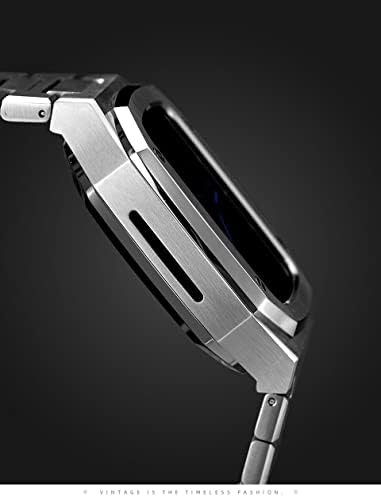 Trdybsk nehrđajući čelik, gumeni remen i kućište, za Apple sat 45mm 44mm 41mm serija za iWatch modifikaciju Metal