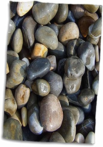 3D ruža sjajna mokra plaža Šljunak Tekstura Foto-malo kamenje stijene nautičke sive sivo smeđe ručnik,
