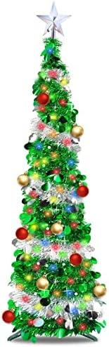 Dnevni bora s kravatom Swundmeon Tinsel St. Patrick sa tajmerom Kuglični ukrasi 50 boja 3D zvezda, skočni božićni