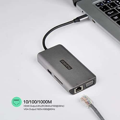 USB C Hub+USB Hub punjač, 120W pogon USB Hub razdjelnik, 10 u 1 USB C na HDMI Multiport Adapter kompatibilan za