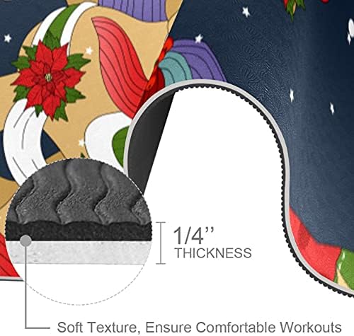 6mm Extra Thick Yoga Mat, Božić Unicorn Print Eco-Friendly TPE vježbe Mats Pilates Mat sa za jogu, trening,
