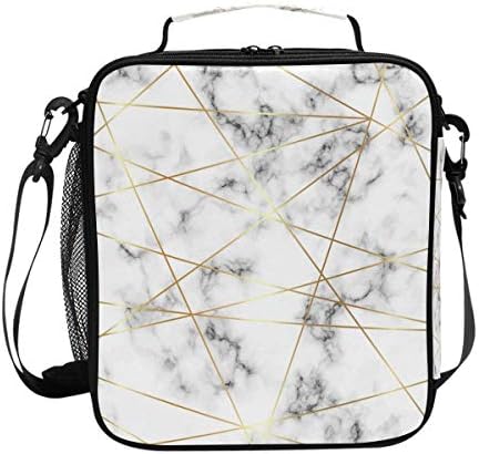 Prenosiva kutija za ručak izolovana hladnjača torba za ručak Prep Kids Teens geometrijska tekstura bijelog