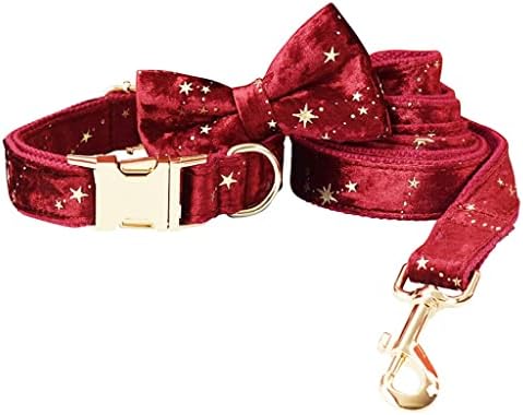CXDTBH Personalizirani ovratnik za pse Božićni crveni baršun luk kravata kućnog ljubimca i povodac set