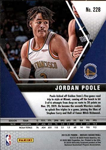 2019-20 Panini Mosaic 228 Jordan Poole RC Rookie Golden State Warriors NBA košarkaška trgovačka kartica