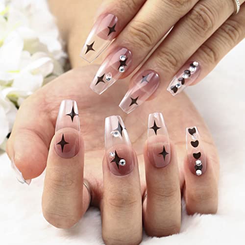 Acenail Press na noktima srednje dužine sjajni lažni nokti dugi francuski vrh lažni nokti sa dizajnom 3d Savjeti za nokte Clear Full Cover umjetni nokti akrilni nokti za žene i djevojčice 24kom