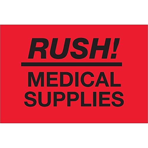 Aviditi Tape Logic 2 x 3, Rush Medical Supplies fluorescentno Crvena naljepnica upozorenja,