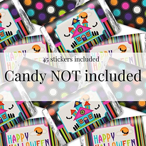 Šareno ukleta kuća Halloweene Teme Halloween Mini Chocolate Candy bar naljepnice, 45 1,4 x 2,6 omotajte oko etiketa amanndacreation, odlično za zabavne favoriste
