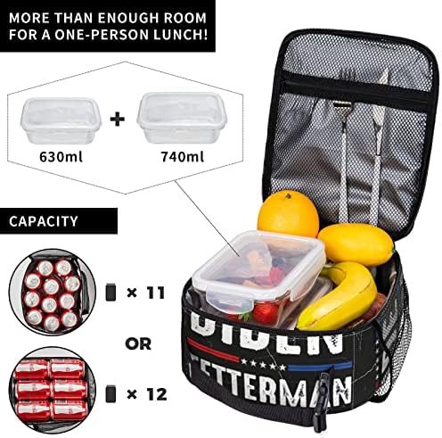 PAUPPY Biden-Fetterman-2024-It's-a-No-Brainer-24 izborni pokloni kutija za ručak Prijenosna izolirana torba za ručak za višekratnu upotrebu pogodna za odrasle i djecu-Travel Camping