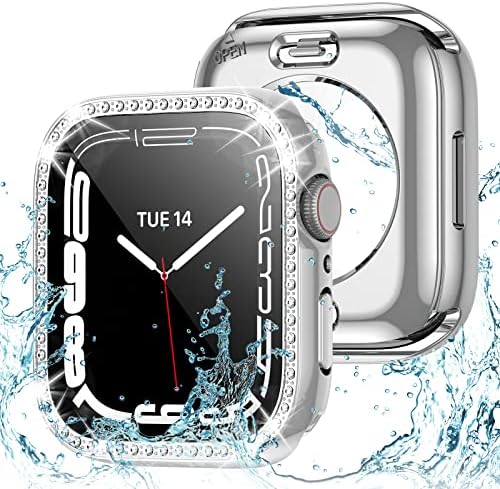 2 u 1 Bling vodootpornost za Apple Watch seriju 8 7 45mm, 360 zaštitni računar poklopac prednji i stražnji