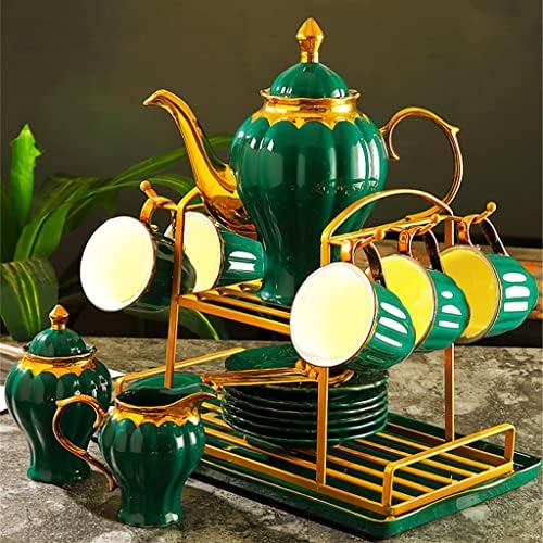 ZLXDP Green Gold Inlaid Bone Kina Set za kavu Postavi čaj keramički poft čaše za kafu čaj za čaj
