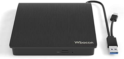 WBACON USB 3.0 Type Tip C eksterni DVD pogon CD/DVD +/-RW optički pogon,Slim prijenosni DVD CD ROM Rewriter