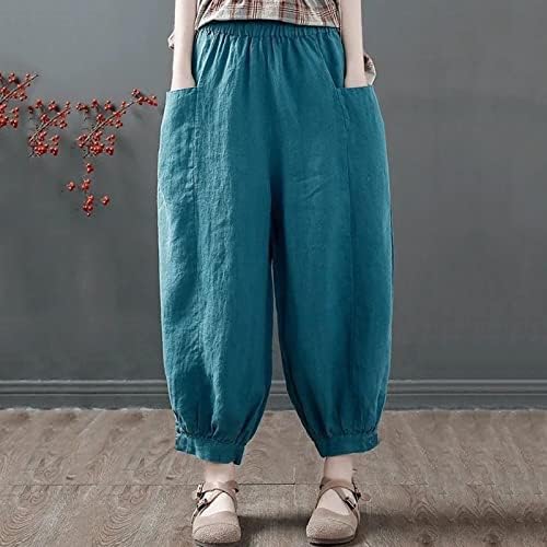 Miashui Plus Poslovna casual pantalone za žene Ženske džep elastične prozračne pantalone labave dukseve za žene