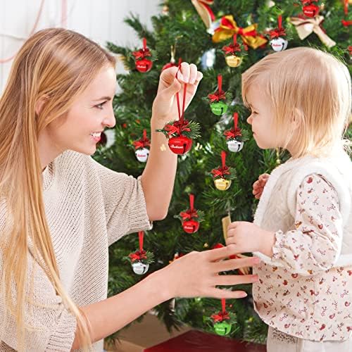 Božićni zvoni za obrtaju zvona sa holly lišće Jingle Bells BERRIES Vjerujte da se zvoni za ornament sa crvenom vrpcom za poklon za omotavanje božićnog drveća Kućni dekor za odmor