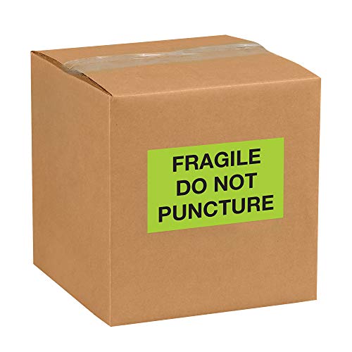Aviditi Tape Logic 3 x 5, Fragile _ Do Not Puncture fluorescentno zelena naljepnica upozorenja, za otpremu, rukovanje, pakovanje i selidbu