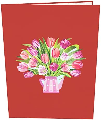 RIZOSI korpa za cvijeće Lala Pop up kartica, ručno izrađene 3D Popup čestitke za Dan majki, dan zaljubljenih,