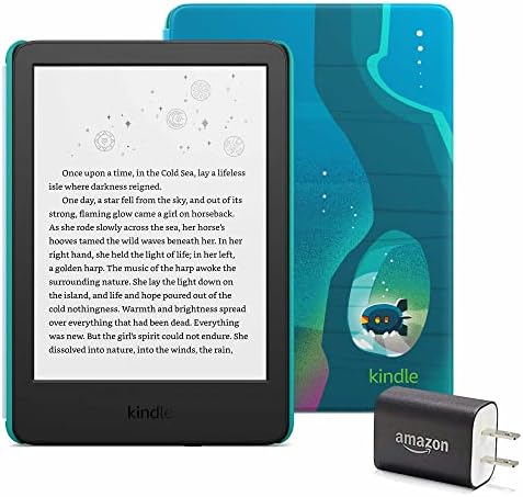 Kindle Kids Essentials paket uključujući Kindle Kids, Kids Cover - Ocean Explorer, Adapter za struju i zaštitnik