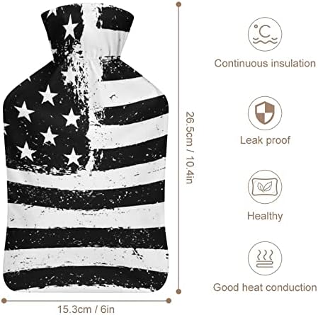 Crna američka zastava torba za ubrizgavanje vode sa poklopcem 1000ml topla topla bočica za muškarce i žene