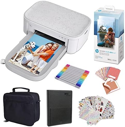 HP Sprocket Studio Plus 4x6 Instant Photo Printer – Bundle: Foto Album, markeri, foto papir i