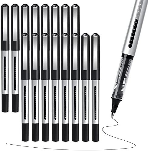 Fine olovke za Rollerball olovke: 16 pakovanje 0,5 mm ekstra tanke Fine olovke crni Gel tečno mastilo,