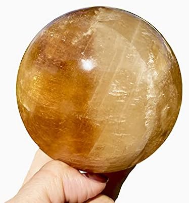 Prirodni citrinski kalcitni kvarcni kristalni kuglica, ljekovita kristala Prirodna dragulja i kristalske