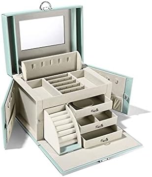 Nakit Organizator kutija Višenamjenska kutija za nakit sa ogledalom, jednostavna kutija za odlaganje nakita velikog kapaciteta, fina kožna nakita nakit