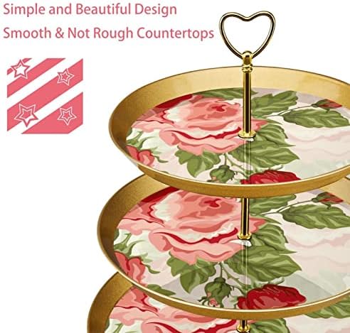 3 vrste Cupcake postolje Elegantni cvjetni cvjetni desertni stolni pladovi za partije za zabave