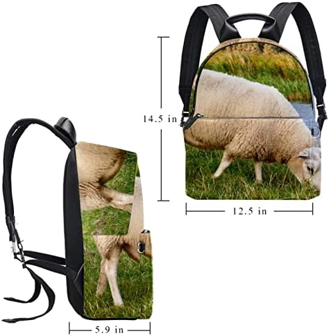 Tbouobt kožni putni ruksak lagani laptop ležerni ruksak za žene muškarci, životinjske ovce