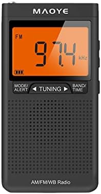 Maoye AM/FM Radio upozorenje o vremenu prenosivi Tranzistor NOAA Radio sa najboljim prijemom kojim upravljaju 2 AAA baterije veliki digitalni ekran Stereo priključak za slušalice podešavanje vremena džepni Radio