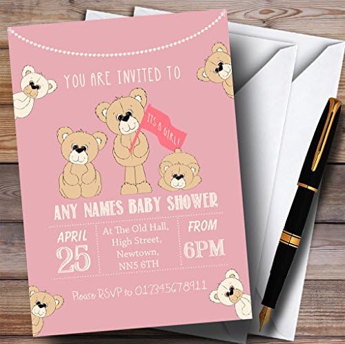 Slatki Medvjedići Roze Pozivnice Za Tuširanje Beba Pozivnice