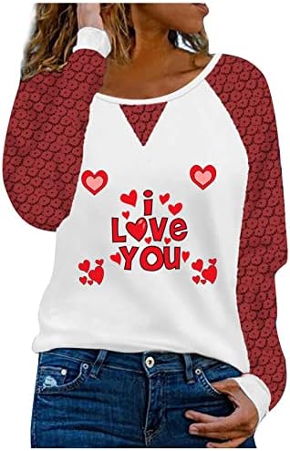 Majica za čipku za žene Ležerne prilike, Ležerne prilike za ispis srca Na vrhu Valentinova Crewneck Crewneck TEE bluza Dressy Trendy majica Vrh