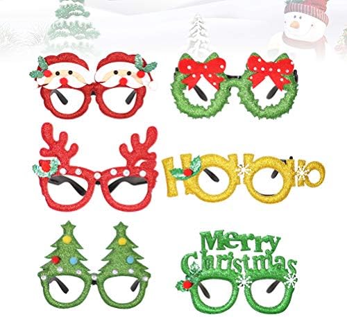 Aboofan 6pcs Božićni ukrasni naočale klasične božićne teme naočale božićno drvce Santa Bowknot Pismo Antler naočale za oči Praktična fotografija Potpuna stranke Naklonost strancima
