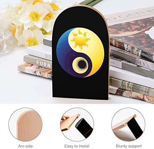 Yin Yang Sun Moon drvena Bookend za policu teške knjige Stand book Ends dekoracija kancelarijske kućne