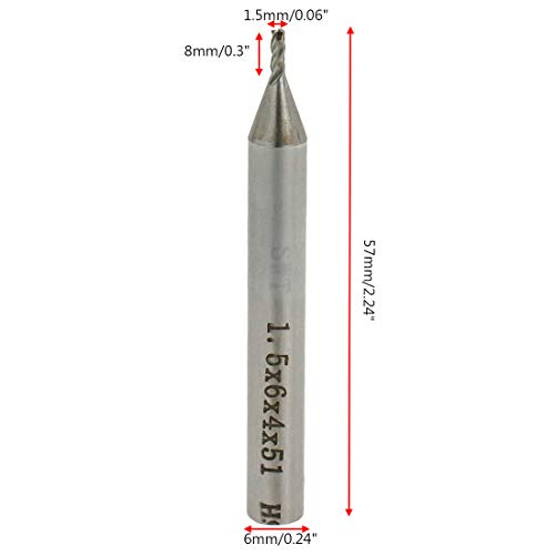 Rannb krajnji rezač za mlin CNC Bit 1,5 mm rezni prečnik 6 mm Prečnik drške-pakovanje od 4