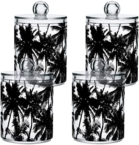 INNEWGOGO Tropical Crni kokosovi kokosovi 2 pamuk pamuk SWAB HOLDER Organizator Dispenzer Plastična čista jarsa sa poklopcima Kupatilo Dodatna oprema Postavite kupatilo Organizatori Kontejneri za pamučne rube