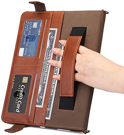 Torbica za Samsung Galaxy Tab S8 + / S7 + / S7 FE 12.4 , TECHCircle Folio stand Crossbody Wallet Case sa držačem za olovke i utora za tanki džep, ugrađeni remen za ruke, kava