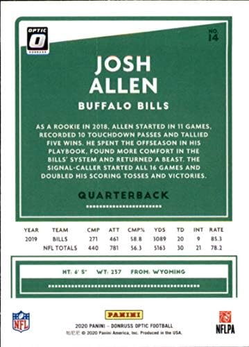 2020. Donruss optic # 14 Josh Allen BuffelO Bills NFL fudbalska trgovačka kartica