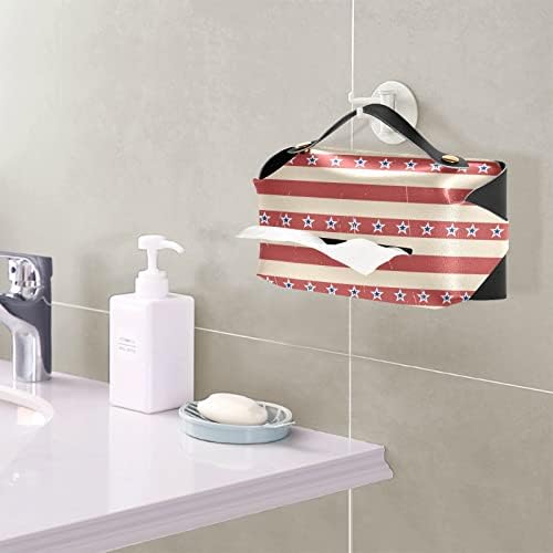 Američki zvijezde Stripes tkiva Pokrivanje pravokutne kože Držač kutija za tkivo sa ručkom dozator tkiva za lica za kupatilo za kupaonicu Tanity Countertops