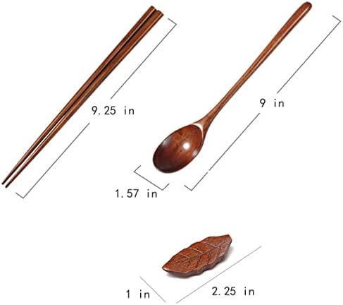 5 Set ručno rađenih drvenih kašika štapići za jelo i držač za štapiće Set drveni pribor za jelo