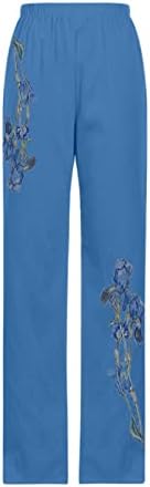 Chgbmok ženske retro vrećaste hlače Ležerne prilike pamučne posteljine lounge hlače elastični struk opuštaju pantalone široke noge palazzo hlače