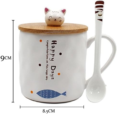 123arts japanska mačka Keramika šolja za kafu šolja za čaj sa poklopcem i kašikom