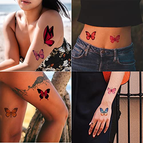 Coszeos leptir privremene tetovaže za žene djevojke djecu, 10 listova lažni šareni leptiri krila tetovaža