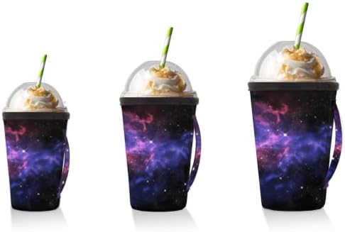 Univerzum Galaxy Star Space ledeni rukav za kafu sa ručkom, izolovani držač za kafu od neoprena za višekratnu upotrebu za toplo hladna pića, odgovara šoljicama za kafu od 30-32 oz, velike