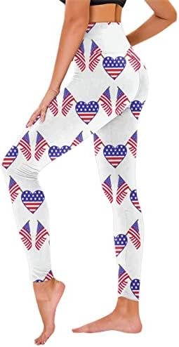 Tajice za žene 4. jula američka zastava Yoga Workout helanke visokog struka Ultra meke rastezljive udobne fitnes hlače