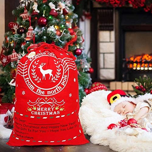 Ourwarm 2pcs personalizirali Santa vreće Božićne poklon torbe s crtežom velike santa torbe za djecu, 27 x 20 inča Božićne platnene torbe za poklone